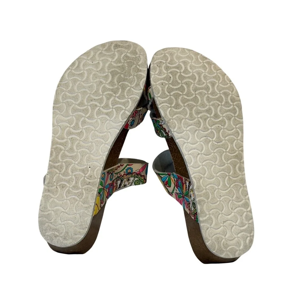 Sanwanli Wedge Sandals Womens‎ 10-10.5 Multicolor Floral Platform Toe Loop